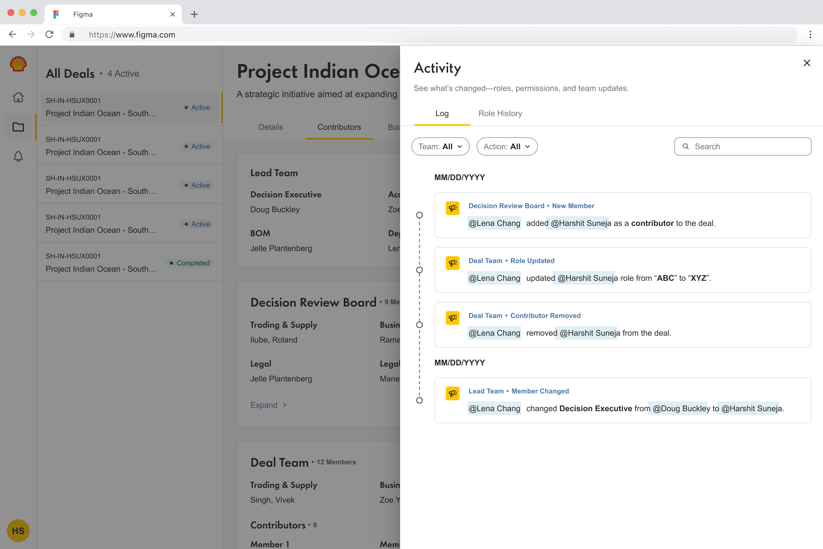Deal Contributors Activity Log